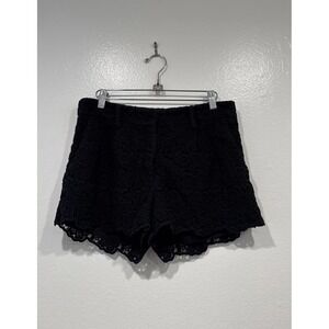 Diane Von Furstenberg DVF Womens Floral Crochet Lace Shorts Black Size 6 READ